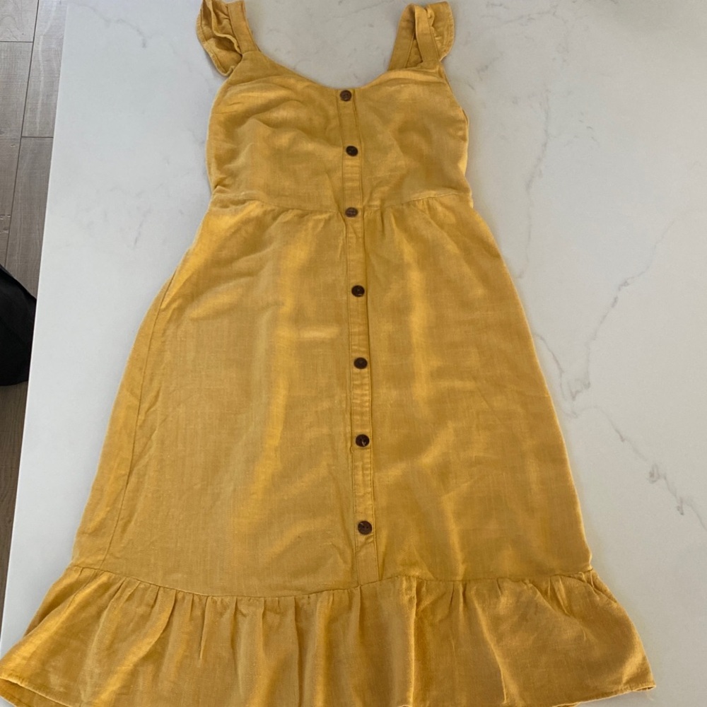 Monteau Yellow Button-Down Dress